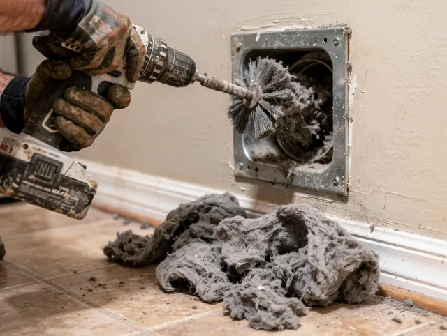 Certified Long Beach Dryer Vent Cleaning technician performing dryer vent cleaning in Long Beach