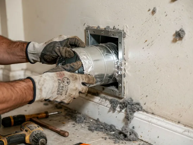 Professional dryer vent repair and installation by Long Beach Dryer Vent Cleaning in Long Beach