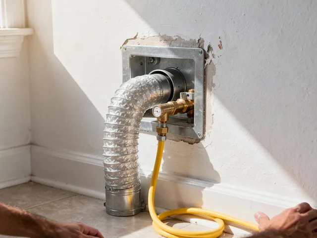 Long Beach Dryer Vent Cleaning certified technician performing specialized gas dryer vent cleaning in Long Beach